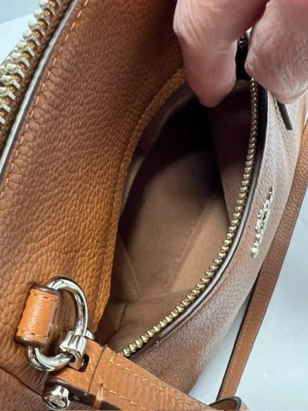 Coach Prairie Pebbled Leather Convertible Satchel in Saddle Colorway (34340) EUC